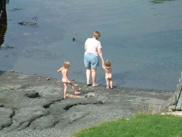 Naked girls wading